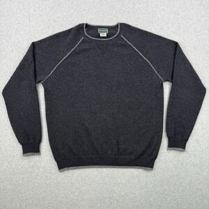 Hammacher Schlemmer Sweater Mens Large Charcoal Gray Cashmere Crew Neck Pullover